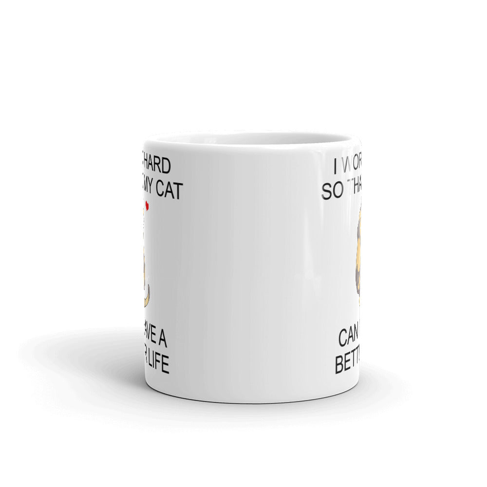 Gray Calico Tuxedo Cat Mug
