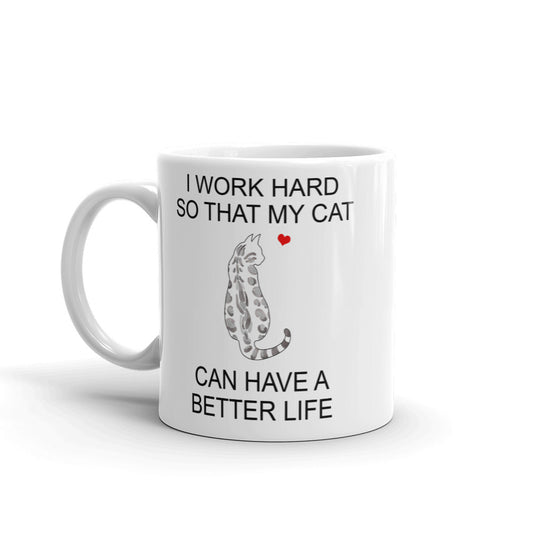White Bengal Cat Mug