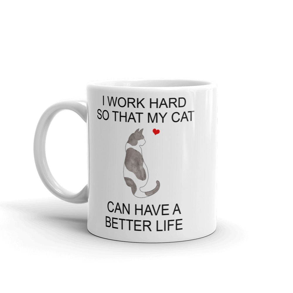 Gray and White Spotted Cat Mug