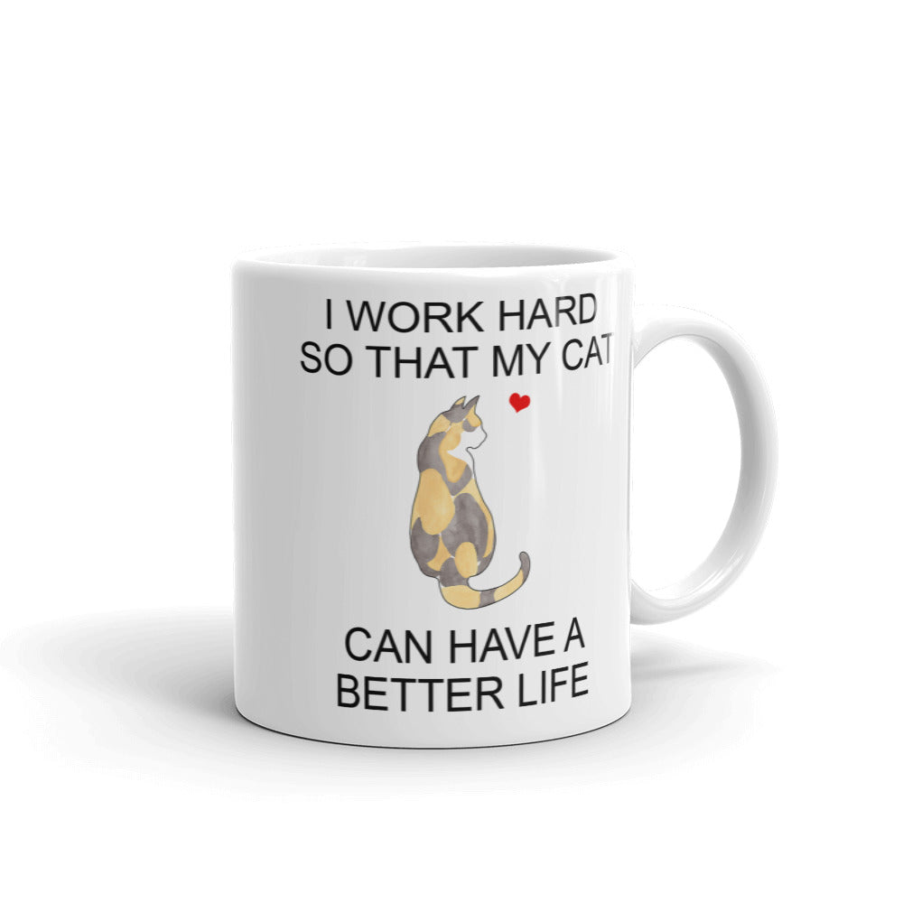 Gray Calico Tuxedo Cat Mug