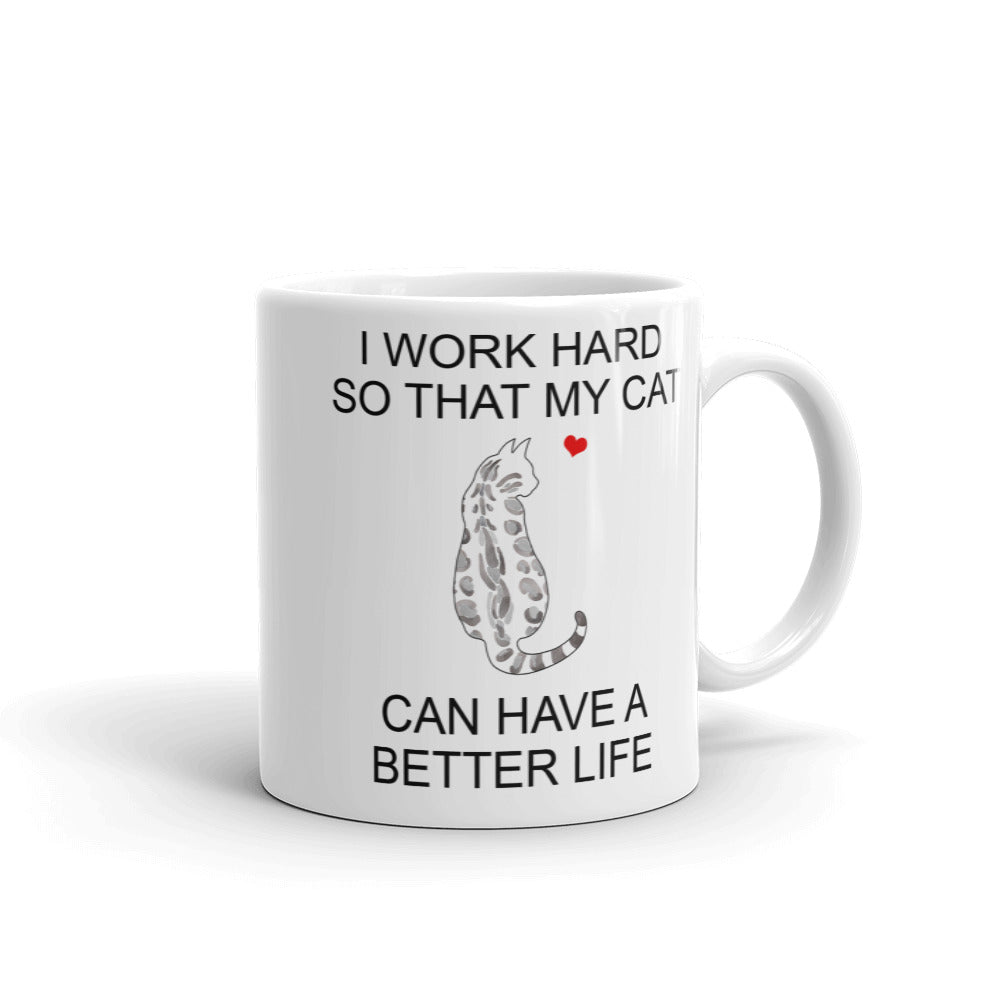 White Bengal Cat Mug